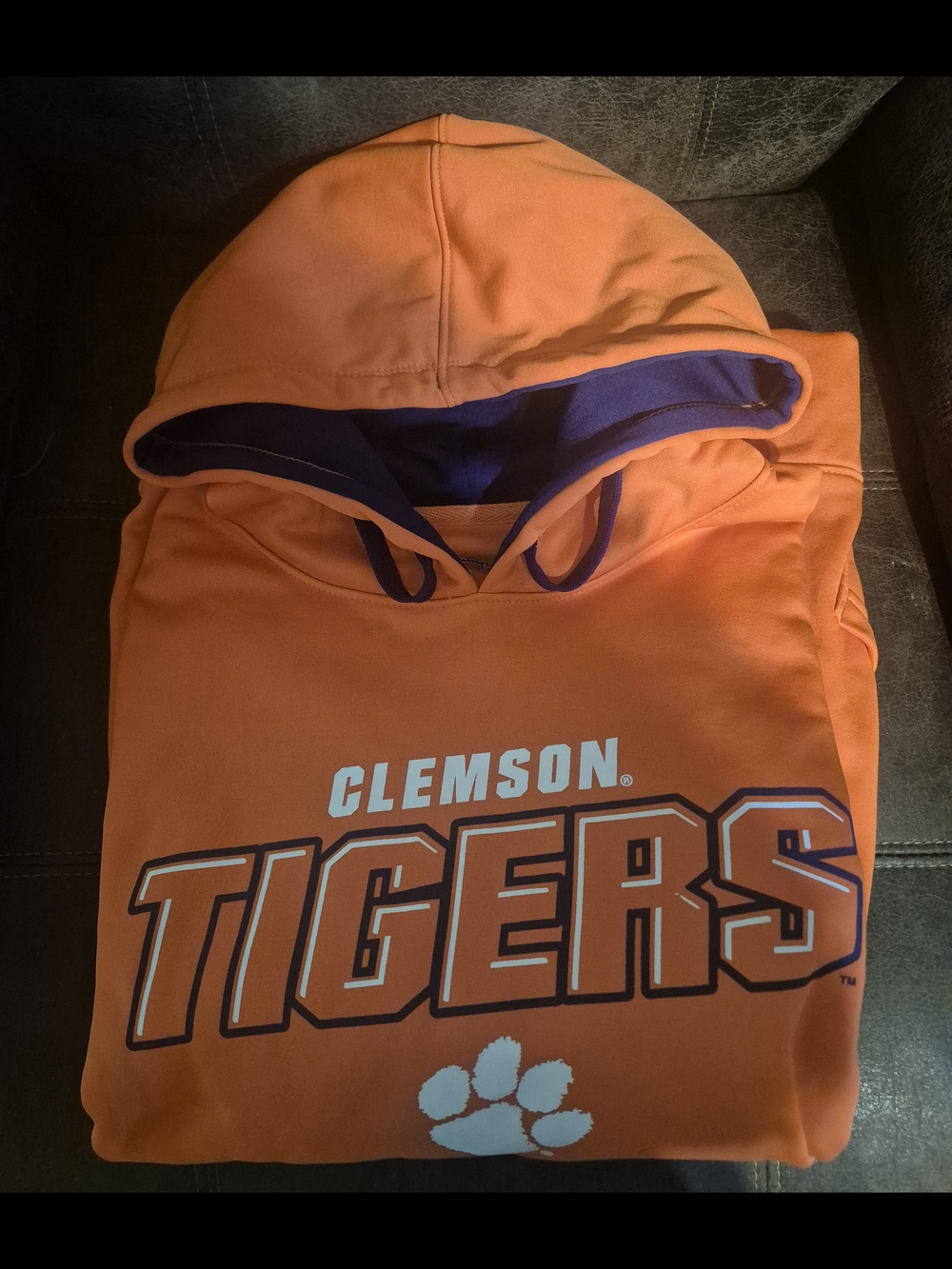 Champion Orange Clemson Tigers Pullover Hoodie with Purple Lining